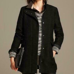Banana Republic faux leather trim, wool pea coat Sz 4